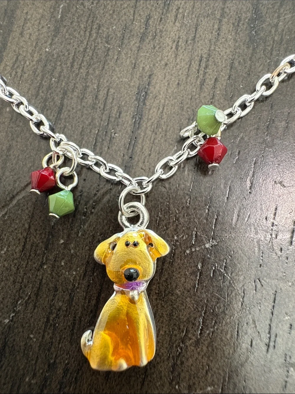 Kids Yellow Puppy Charm Necklace and Bracelet Set - Unbranded